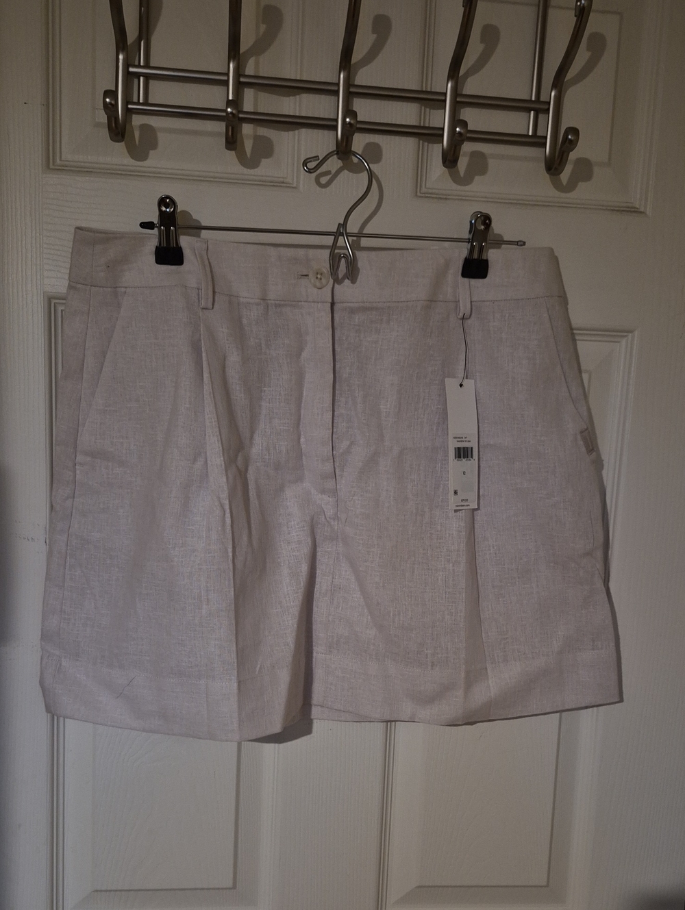 NWT Calvin Klein Light Off White Linen Blend Pleated Mini Skirt - 12